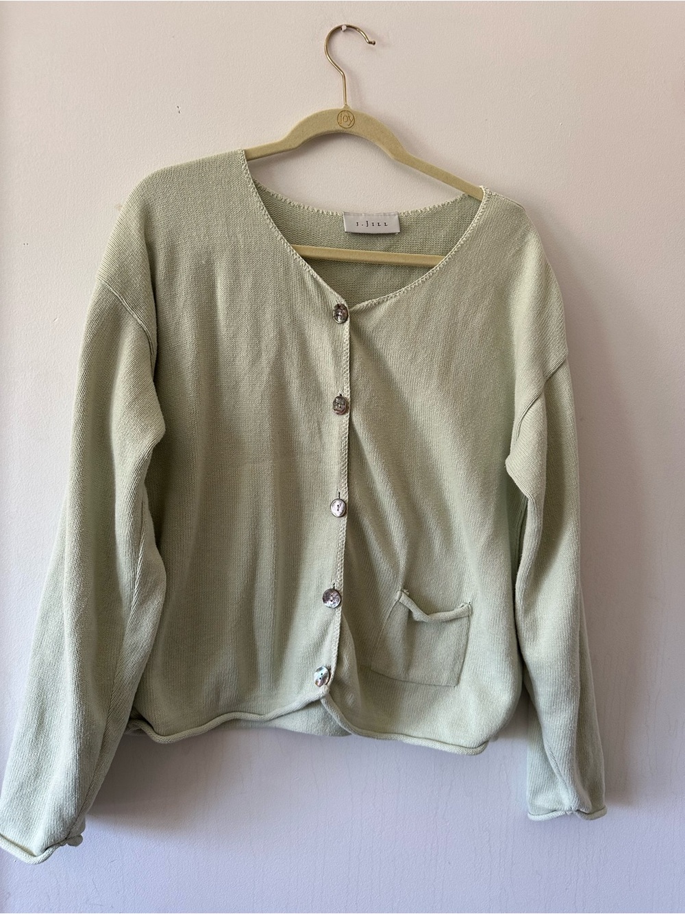 Vintage J Jill Green Button-Front Women's Sweater Cardigan